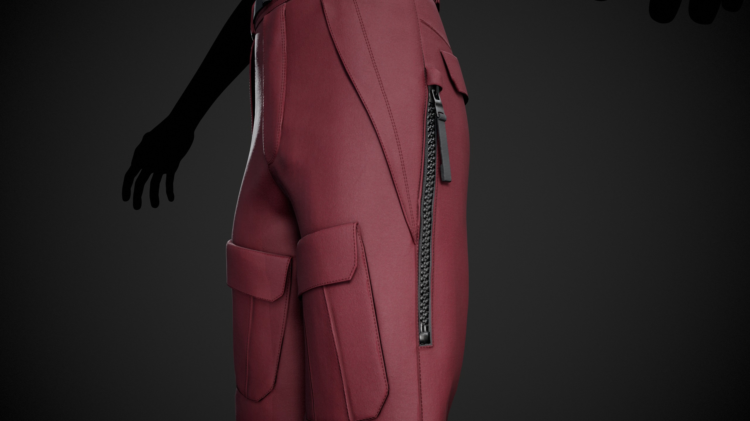 Red Snowboard Pants Style 3 Low-poly 3D model_10