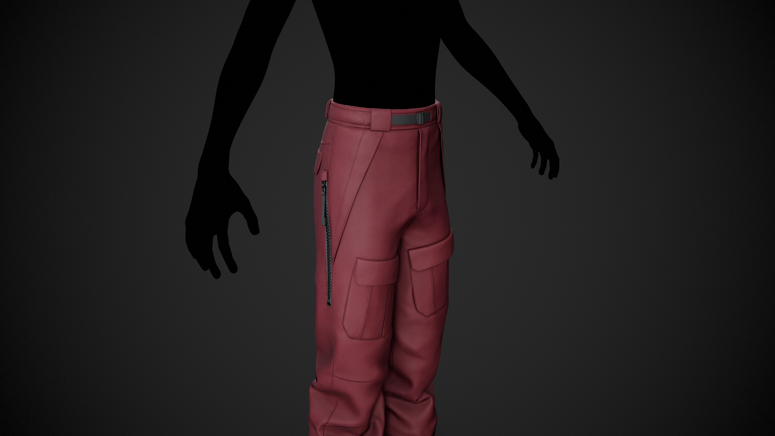 Red Snowboard Pants Style 3 Low-poly 3D model_11