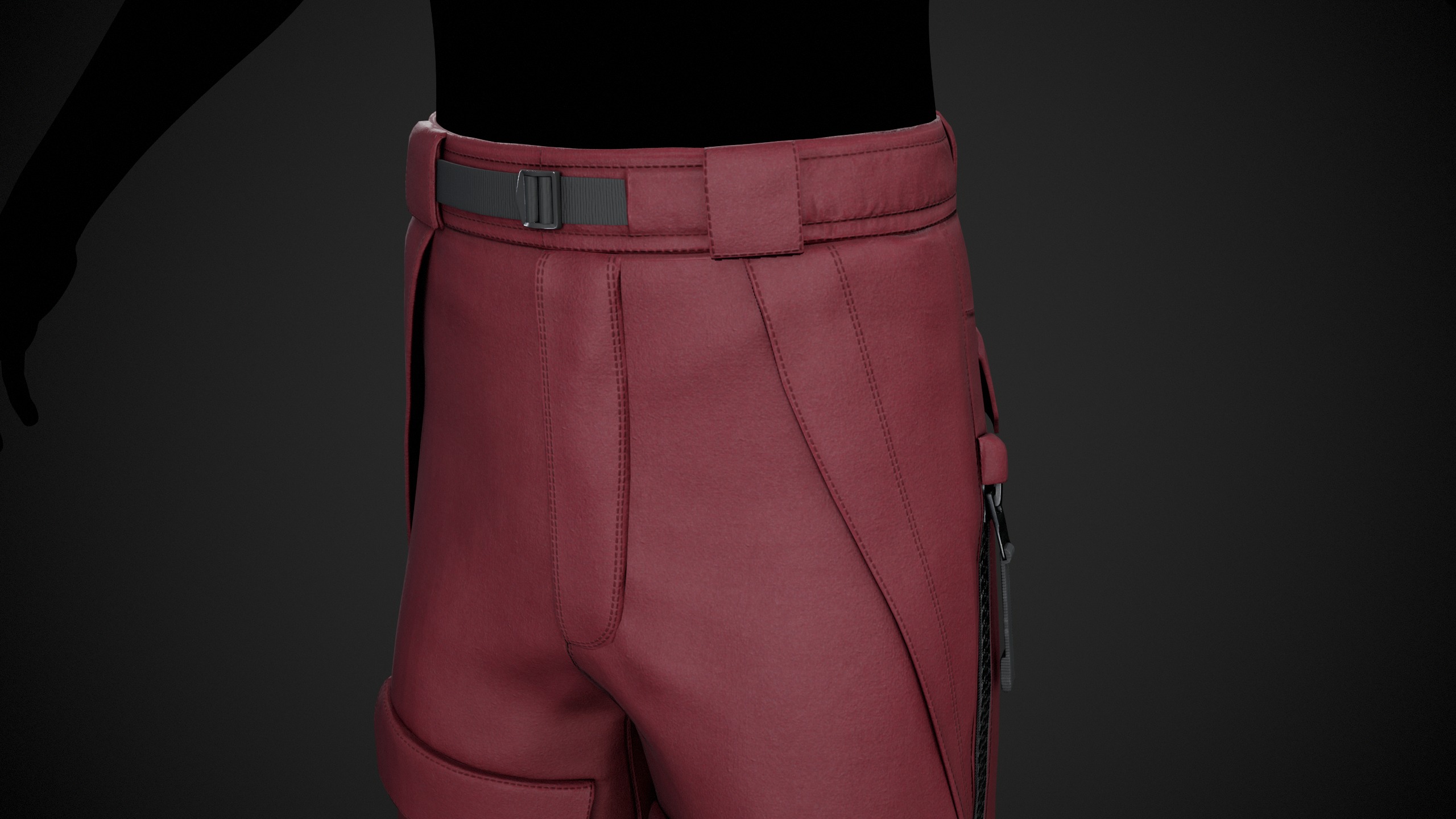 Red Snowboard Pants Style 3 Low-poly 3D model_6