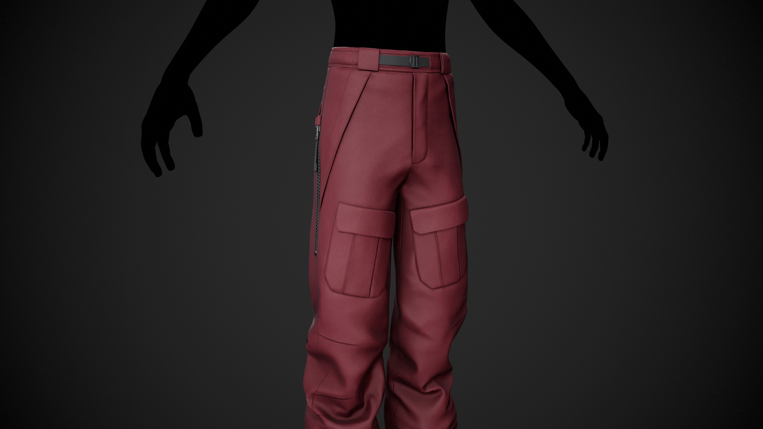 Red Snowboard Pants Style 3 Low-poly 3D model_2