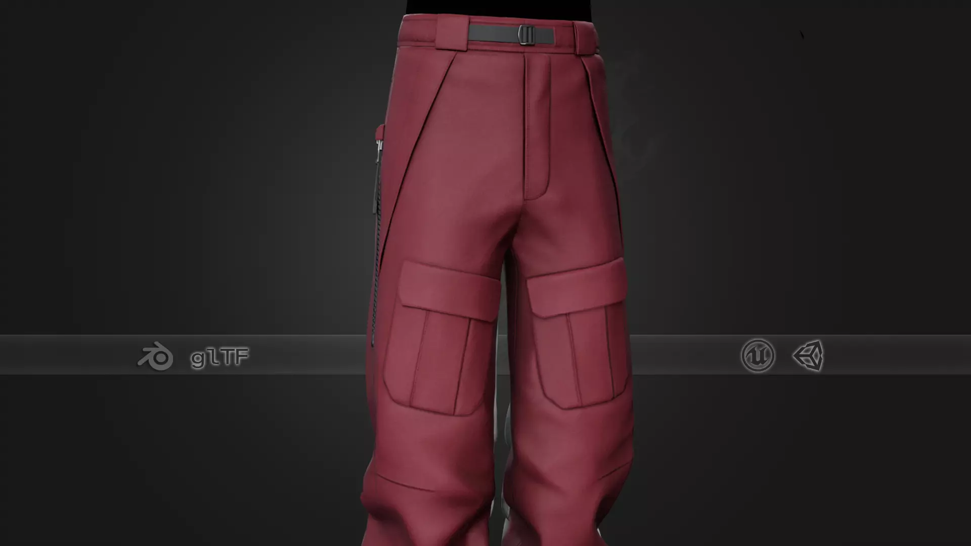 Red Snowboard Pants Style 3 Low-poly 3D model_0