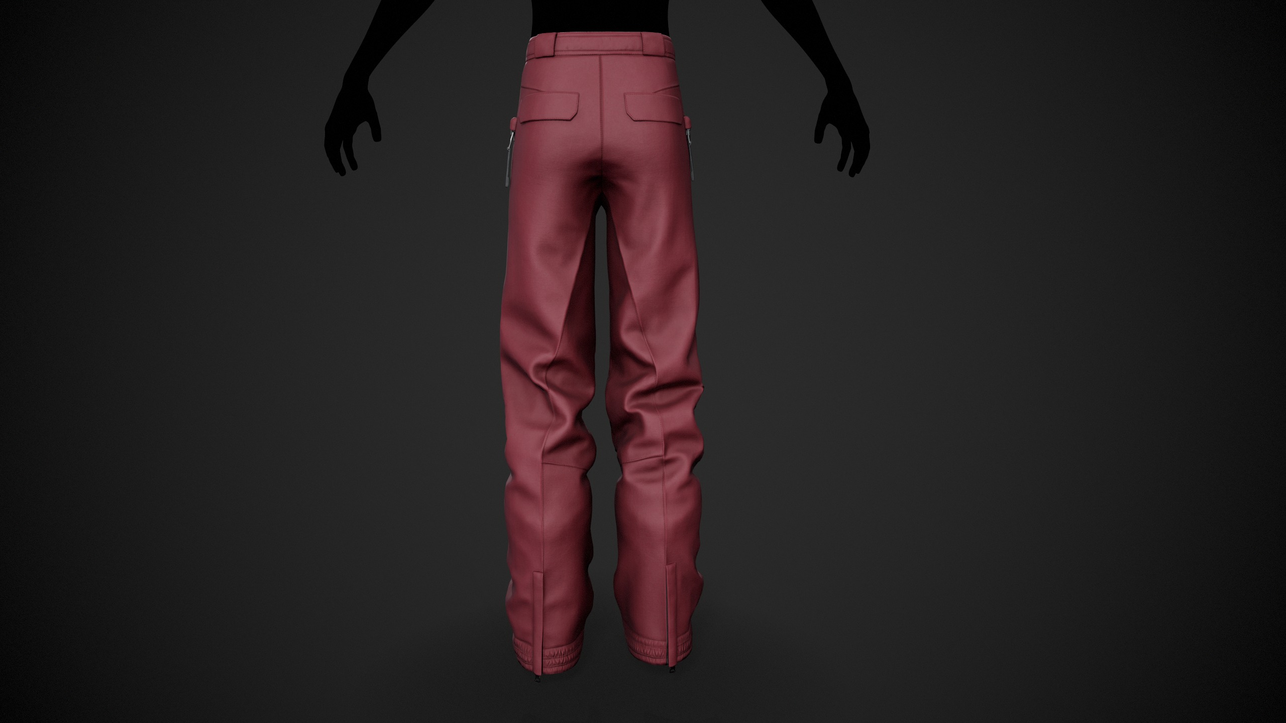 Red Snowboard Pants Style 3 Low-poly 3D model_12