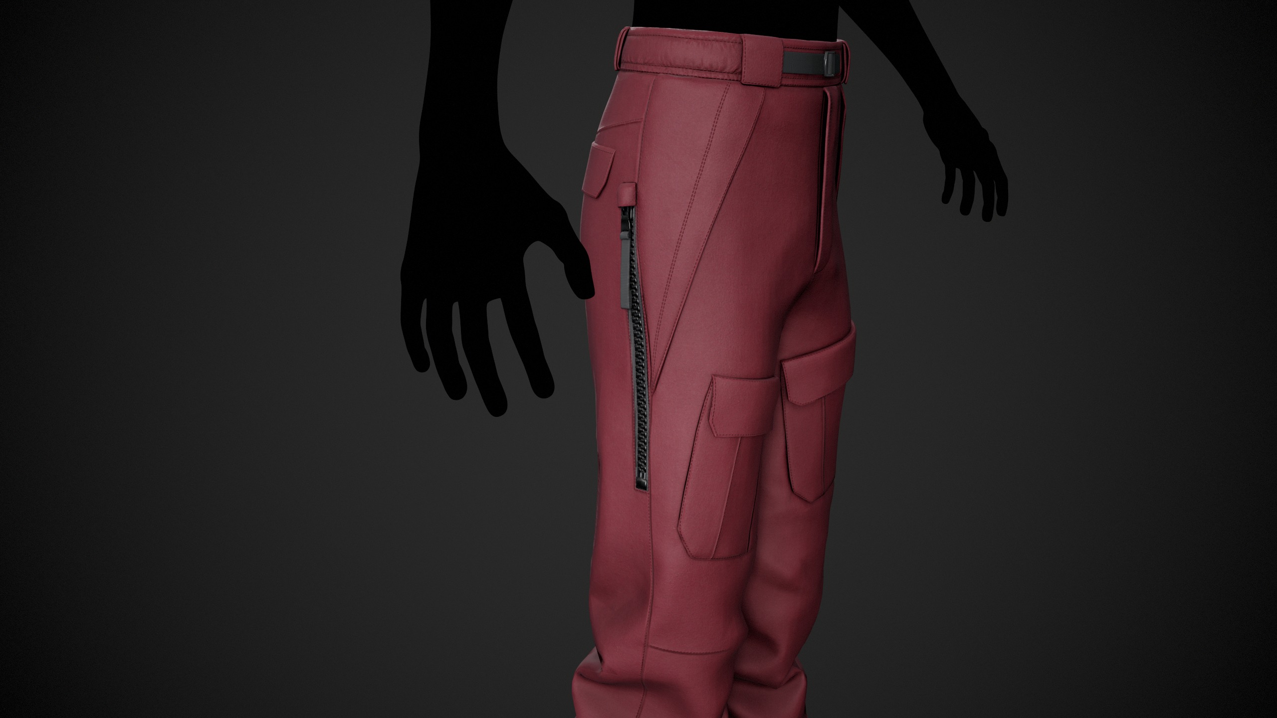 Red Snowboard Pants Style 3 Low-poly 3D model_3
