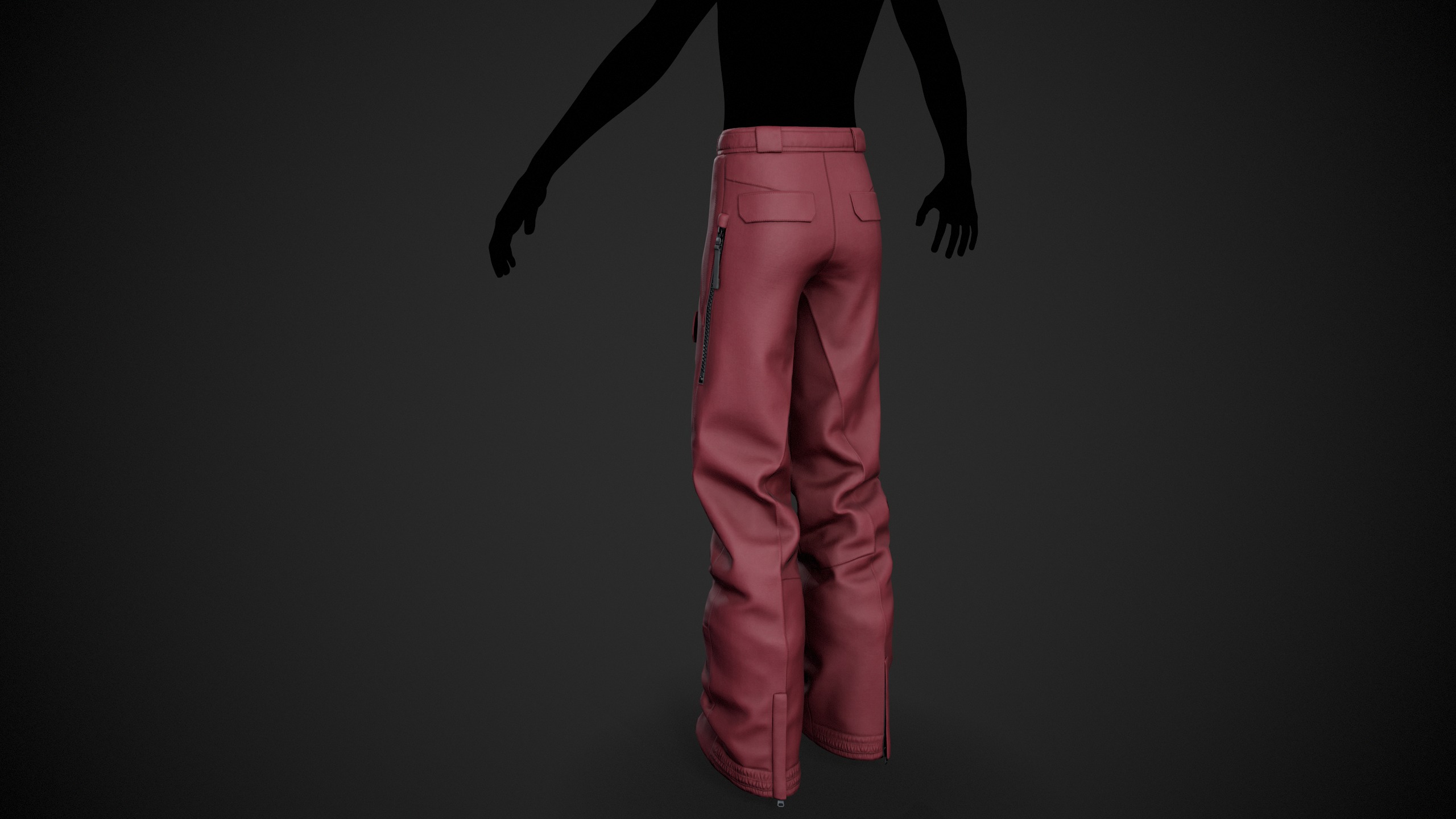 Red Snowboard Pants Style 3 Low-poly 3D model_5