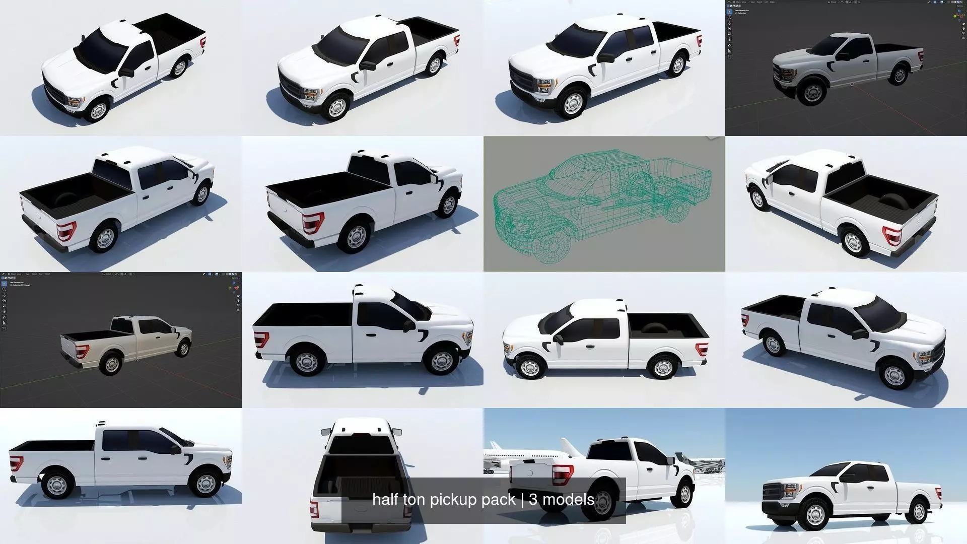 American US Pickup truck pack 3D Model Collection_1