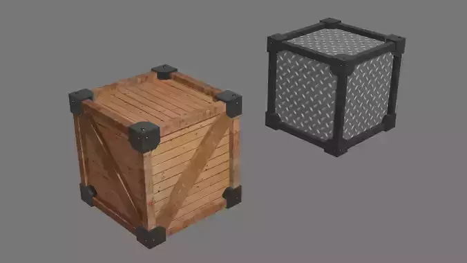 wooden and metal crate