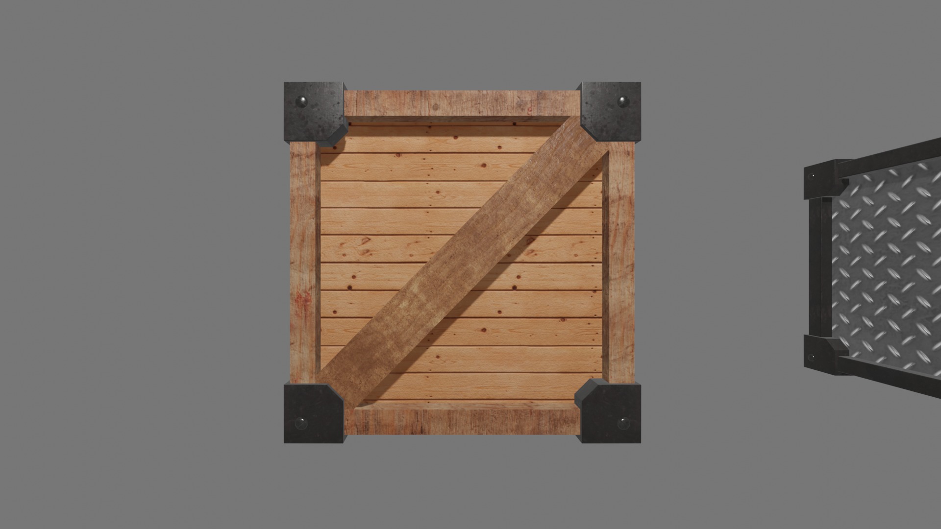 wooden and metal crate 3D model_3