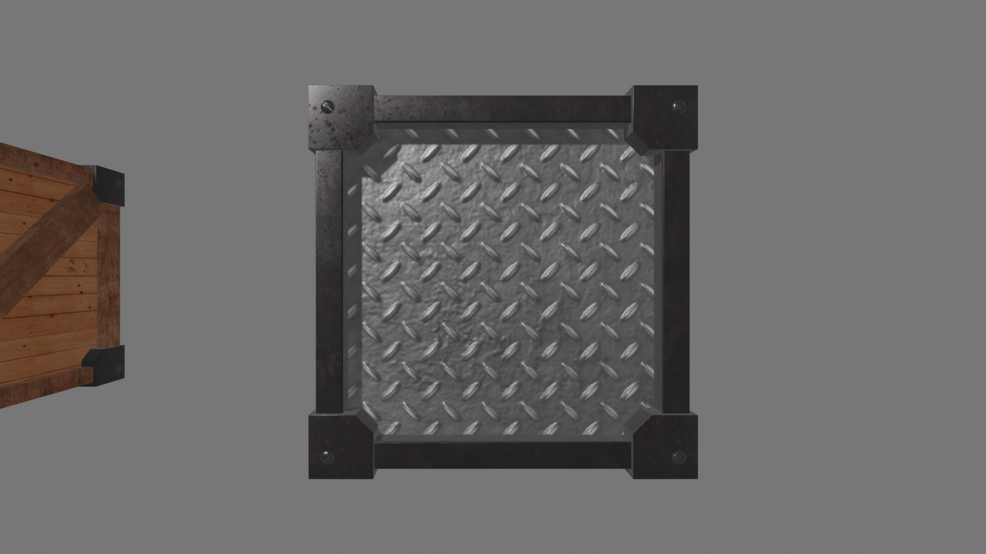wooden and metal crate 3D model_4