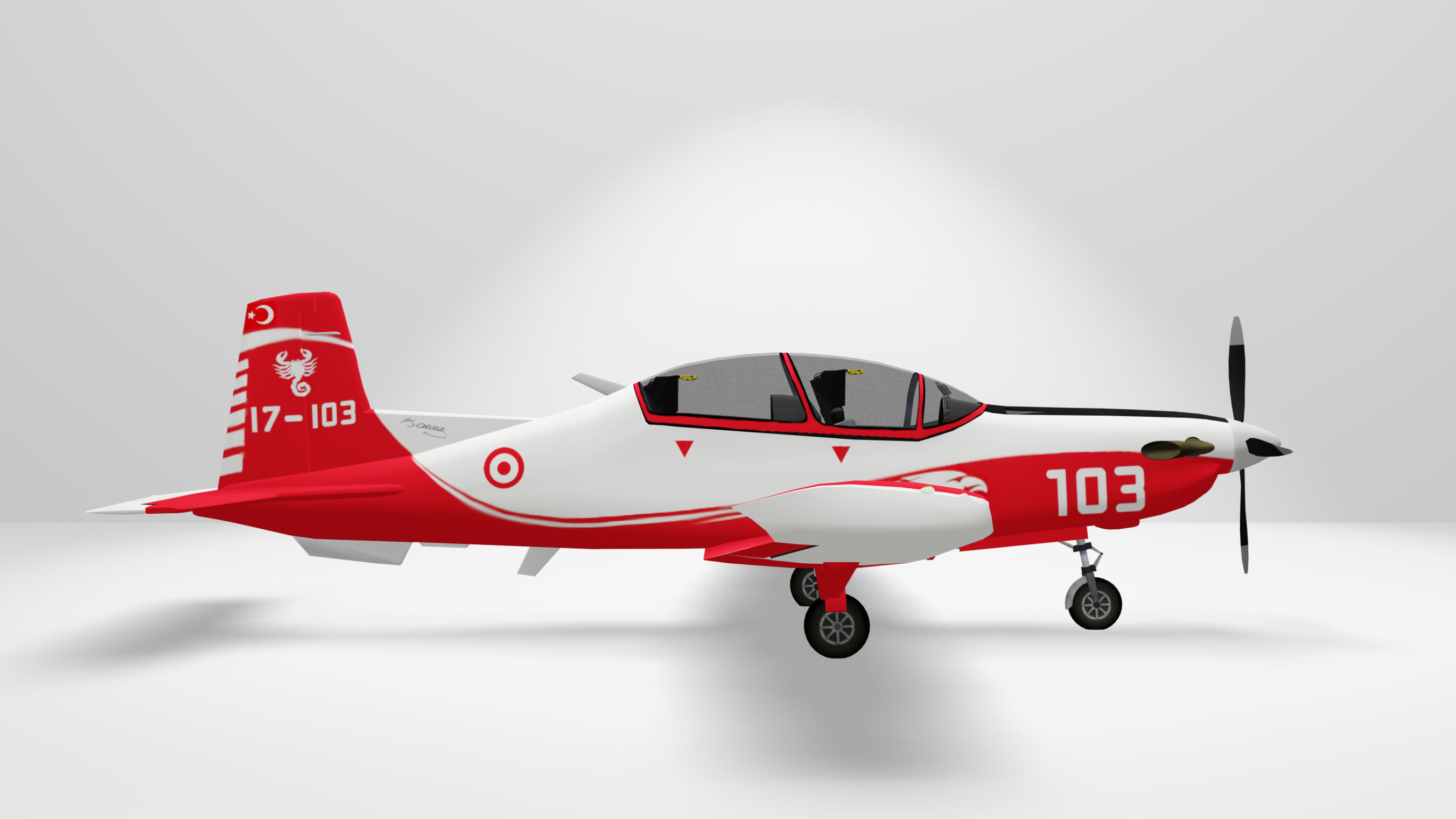 TUSAS Hurkus Aircraft 3D model_4