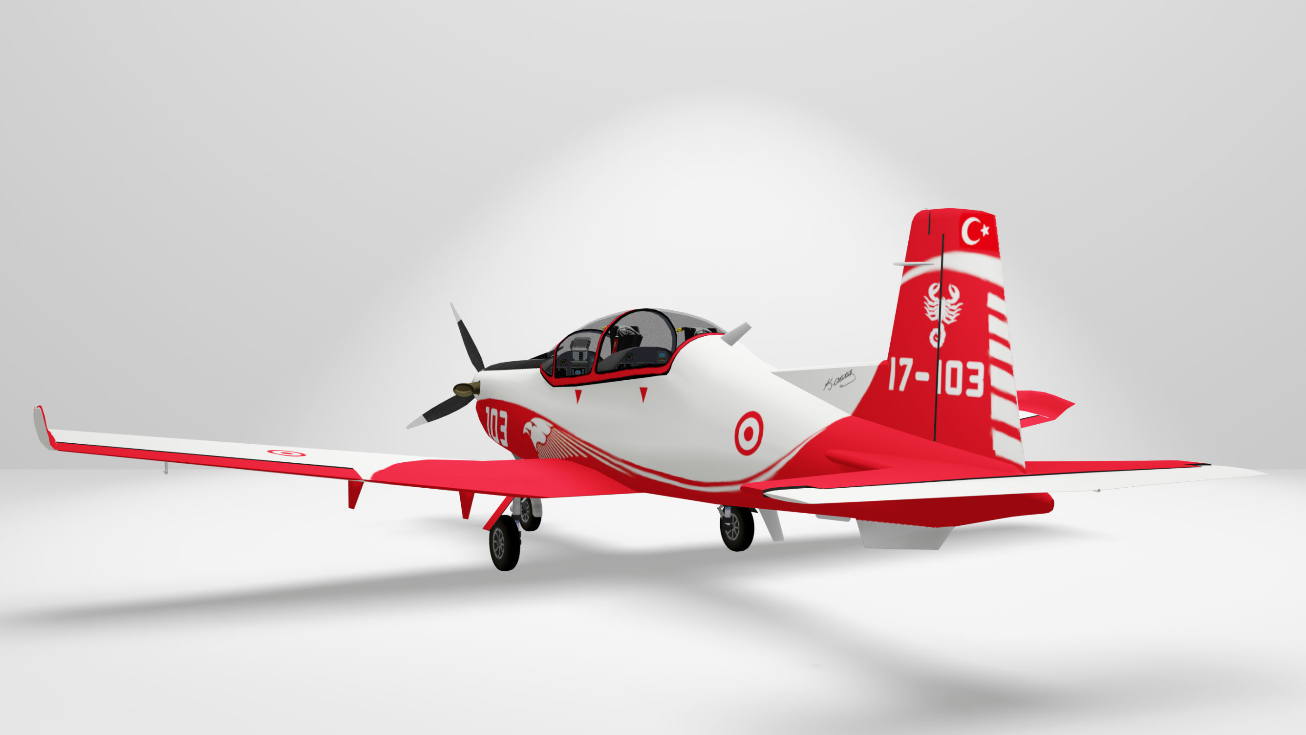 TUSAS Hurkus Aircraft 3D model_8