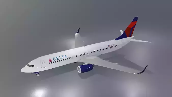 Delta Airlines Boeing 737-800ER low poly 3d model with cockpit Low-poly 3D model