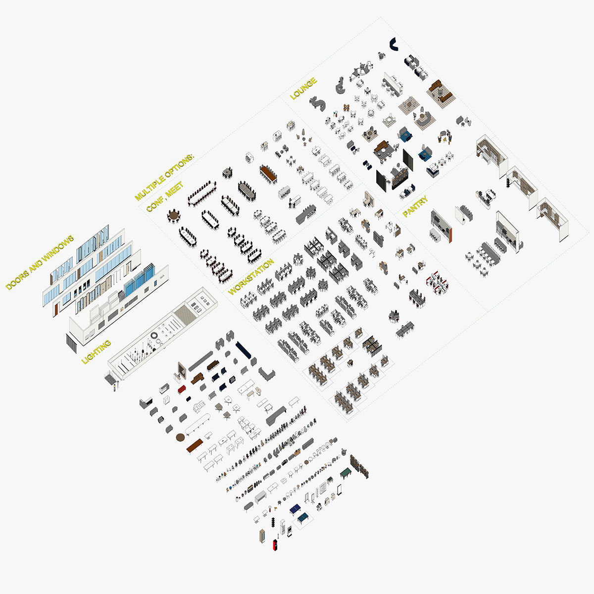 Revit Office Furniture Pack Collection 3D model_1