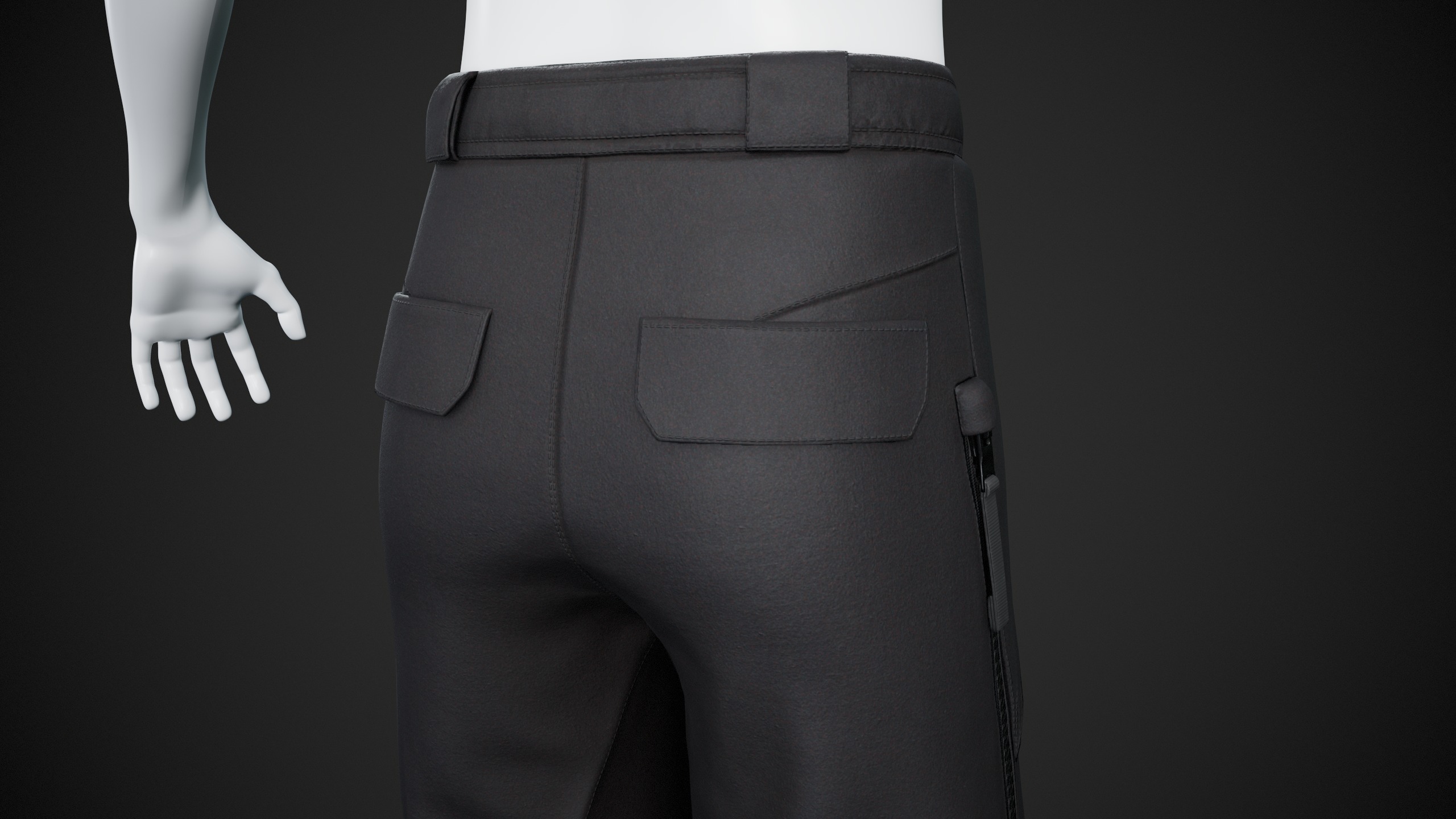 Black Snowboard Pants Style 3 Low-poly 3D model_11