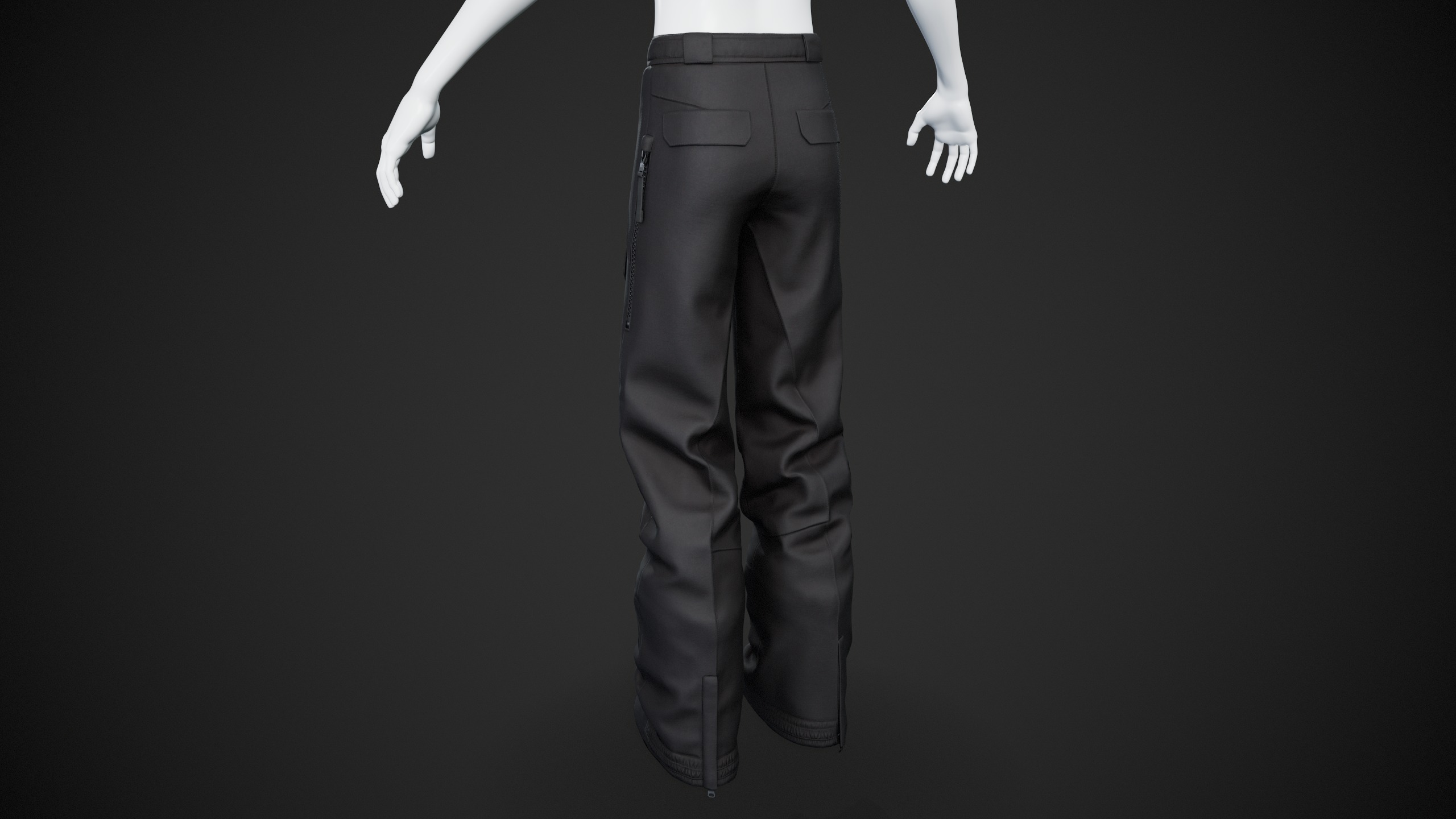 Black Snowboard Pants Style 3 Low-poly 3D model_7