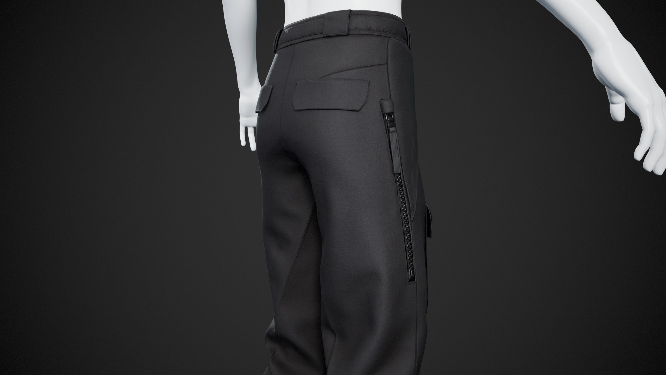 Black Snowboard Pants Style 3 Low-poly 3D model_10