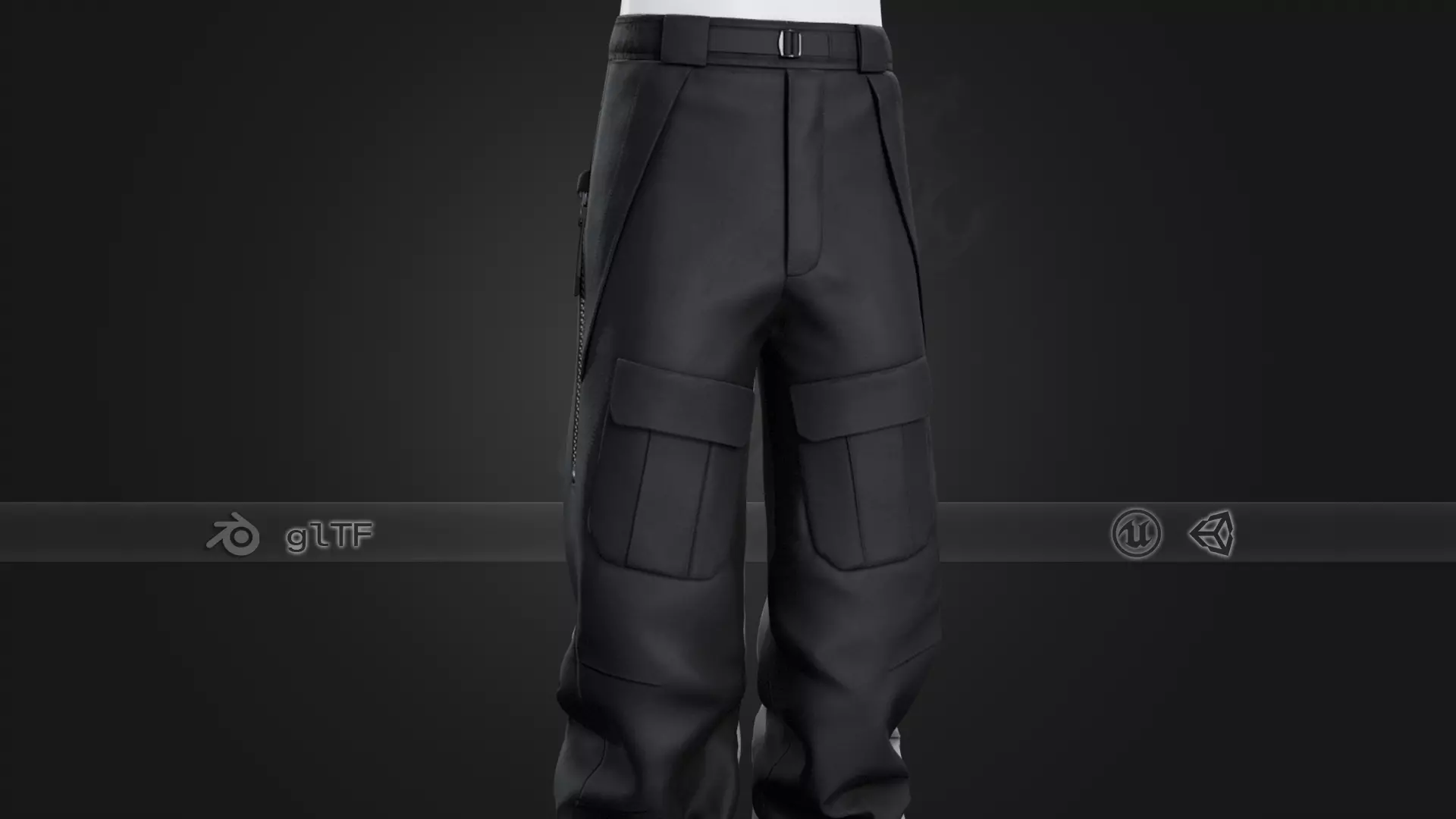 Black Snowboard Pants Style 3 Low-poly 3D model_0
