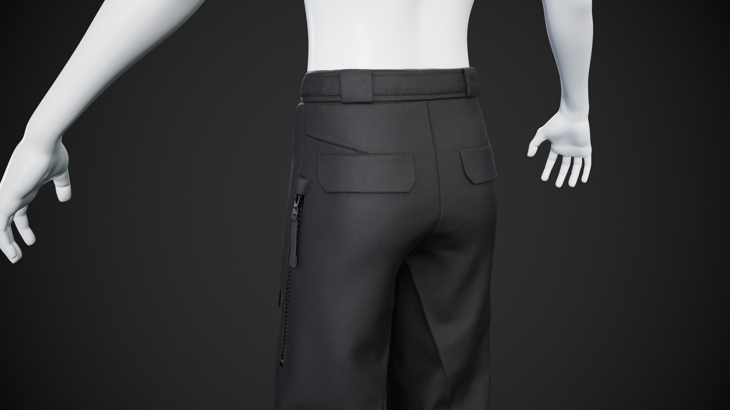 Black Snowboard Pants Style 3 Low-poly 3D model_4