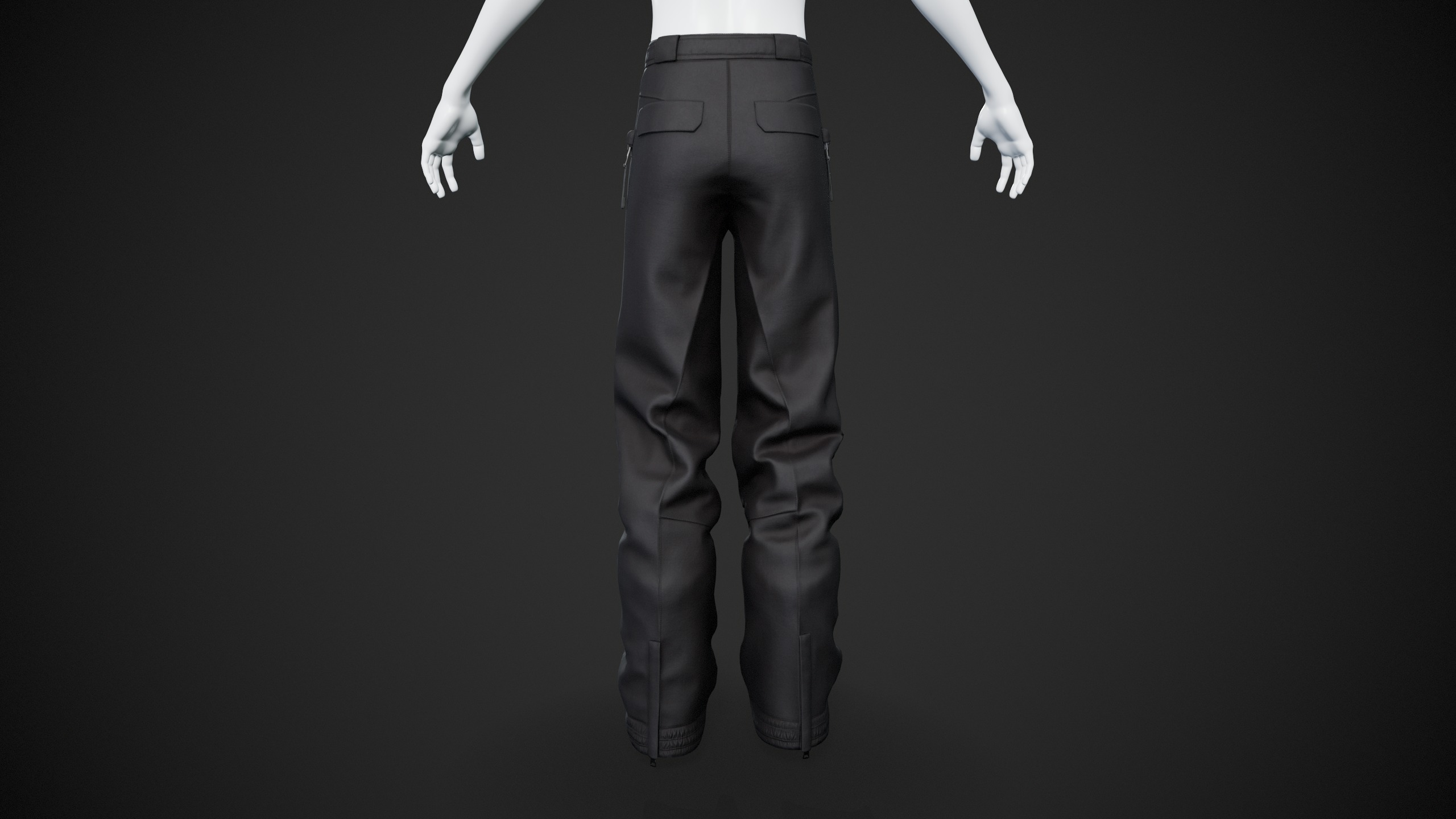 Black Snowboard Pants Style 3 Low-poly 3D model_6
