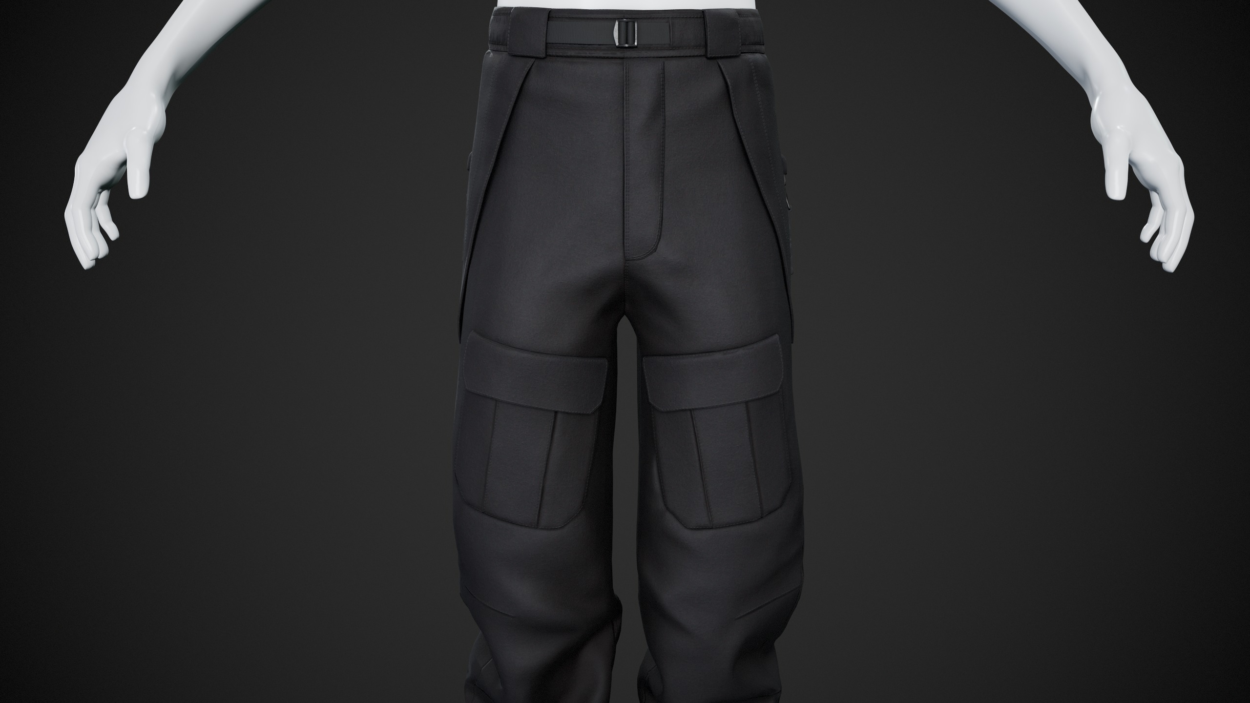 Black Snowboard Pants Style 3 Low-poly 3D model_12