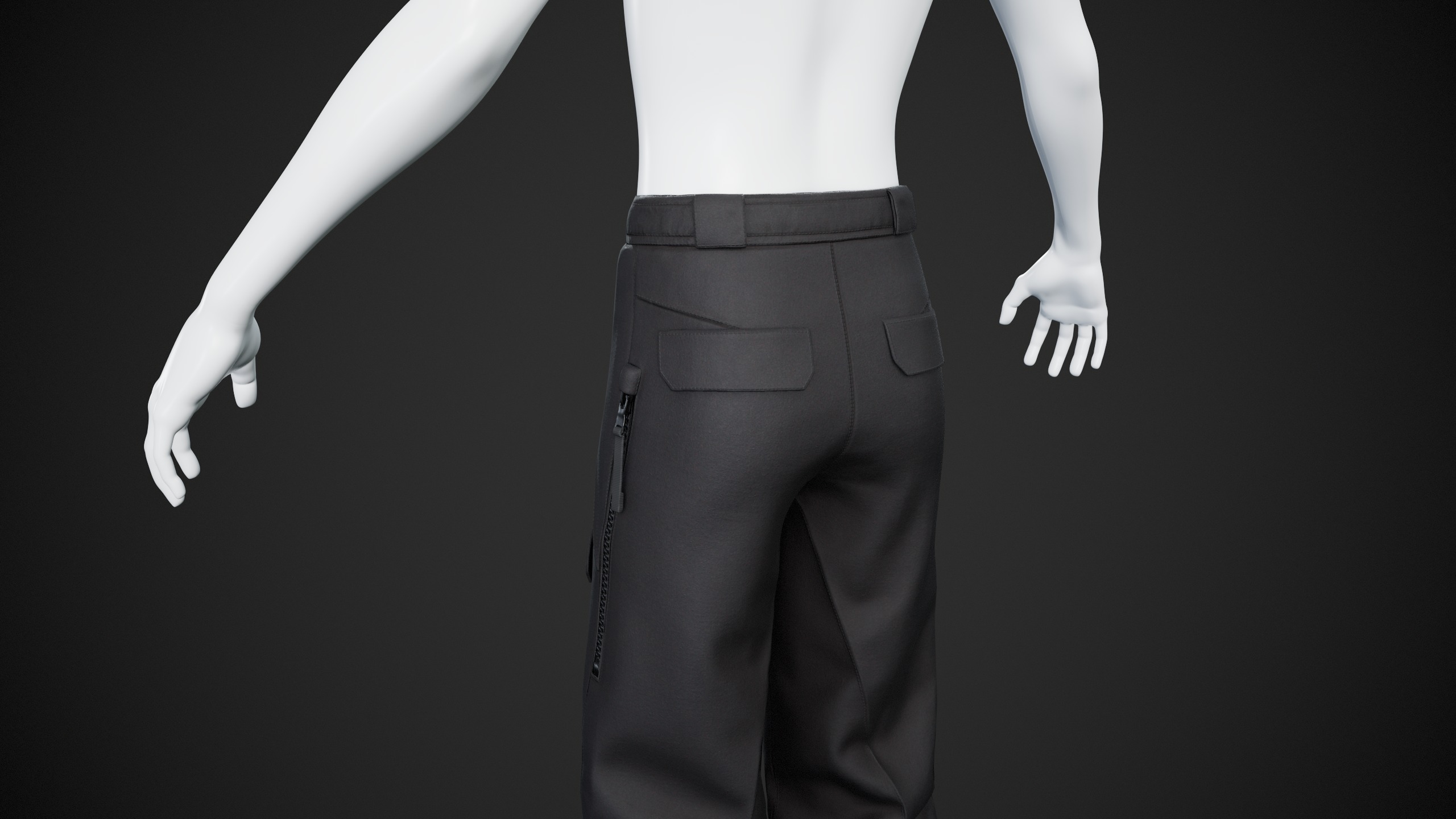 Black Snowboard Pants Style 3 Low-poly 3D model_5