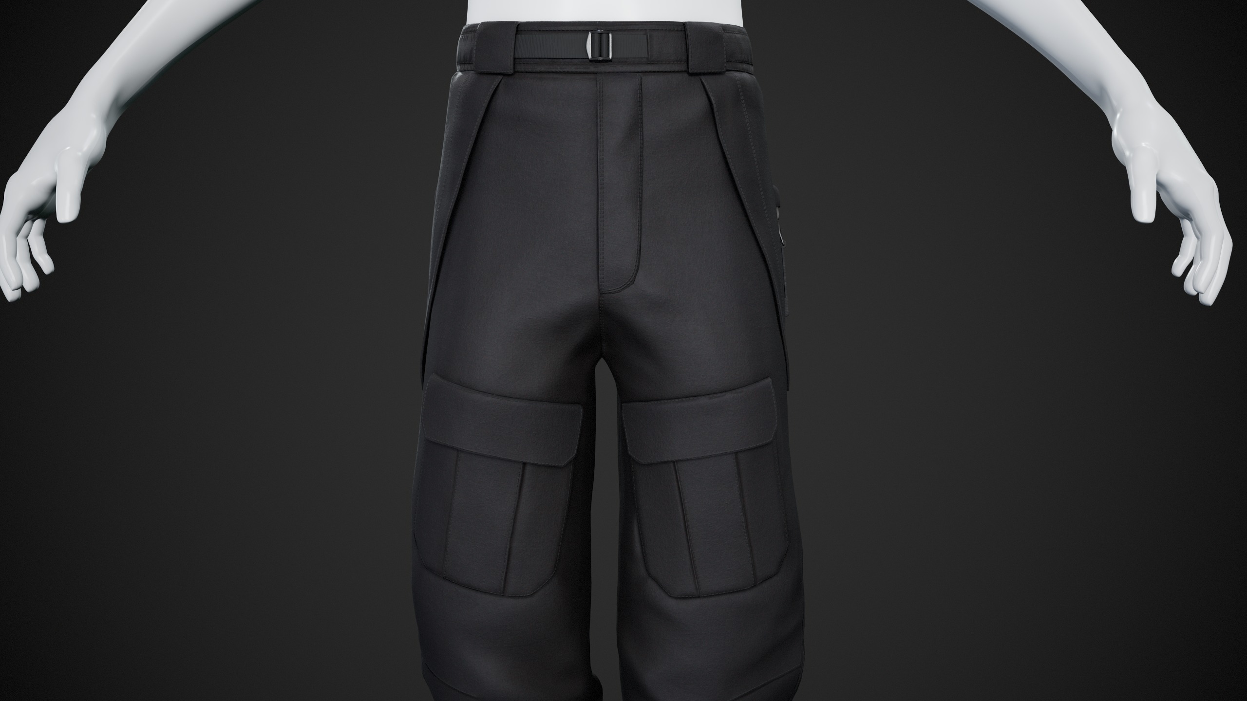 Black Snowboard Pants Style 3 Low-poly 3D model_9