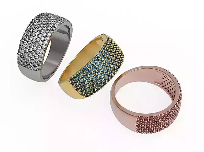 7 Row Micro Pave Diamond Band