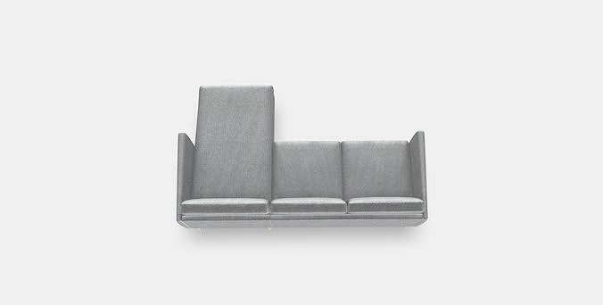 SMEDSTORP 3-seat sofa with chaise longue Low-poly 3D model