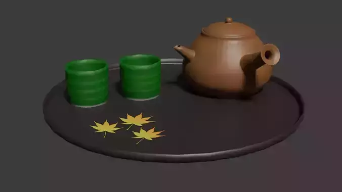 A set of teapot  teacup and tray