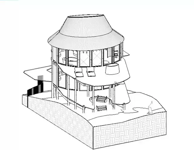 Wood Hotel in Tulum - Revit 21 -OBJ