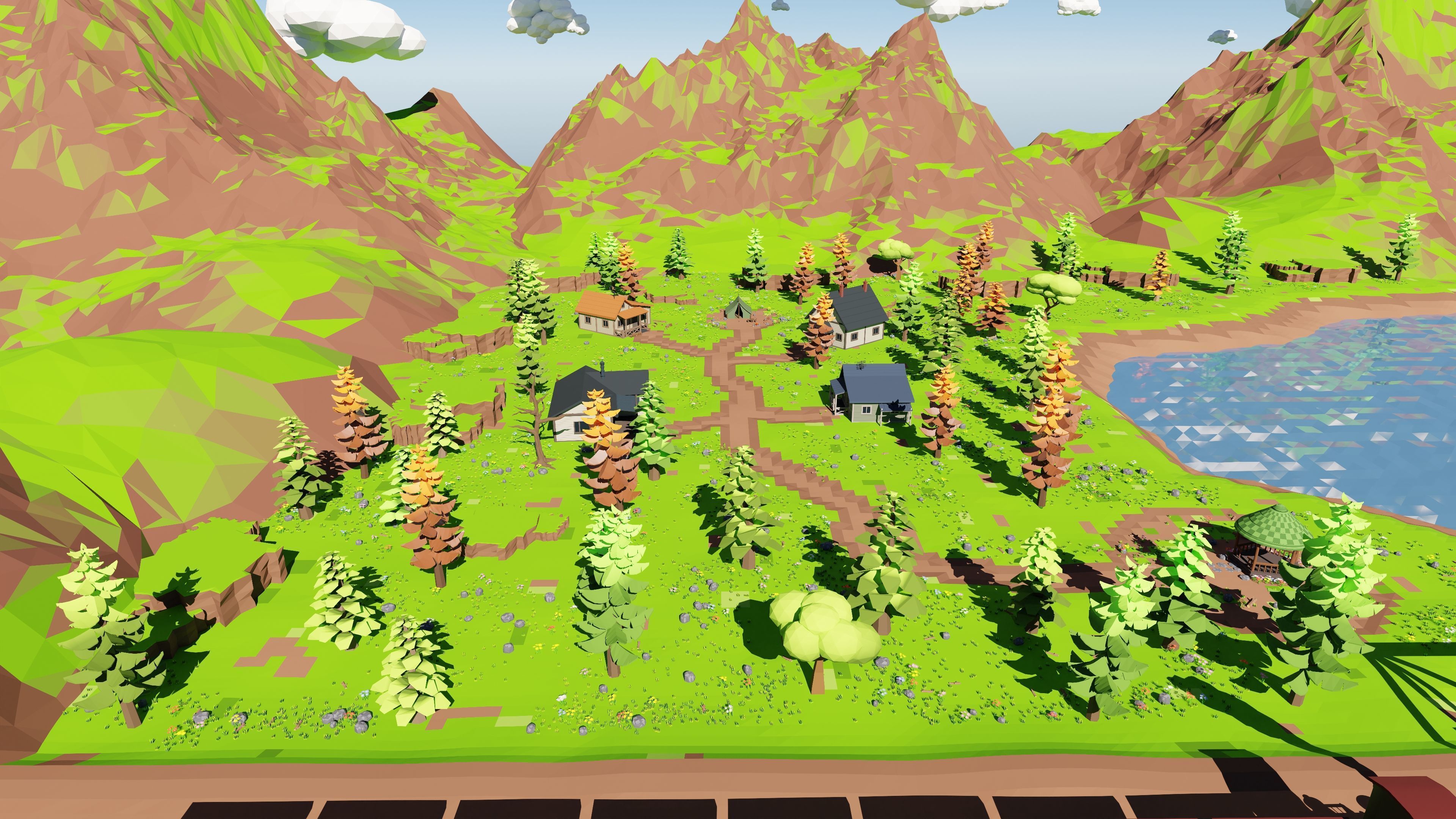 Mountain Village With Train 3D model_64