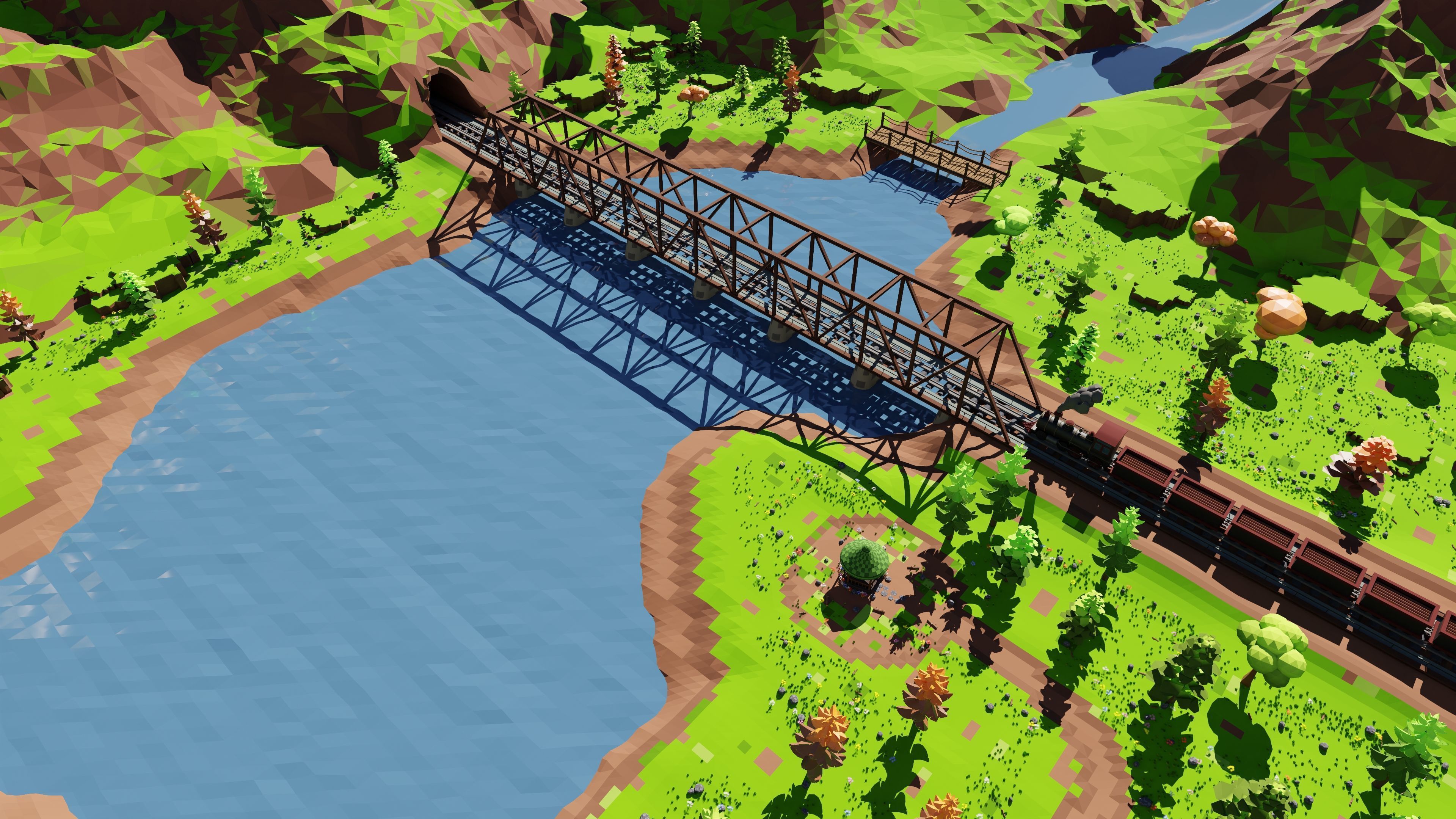 Mountain Village With Train 3D model_31