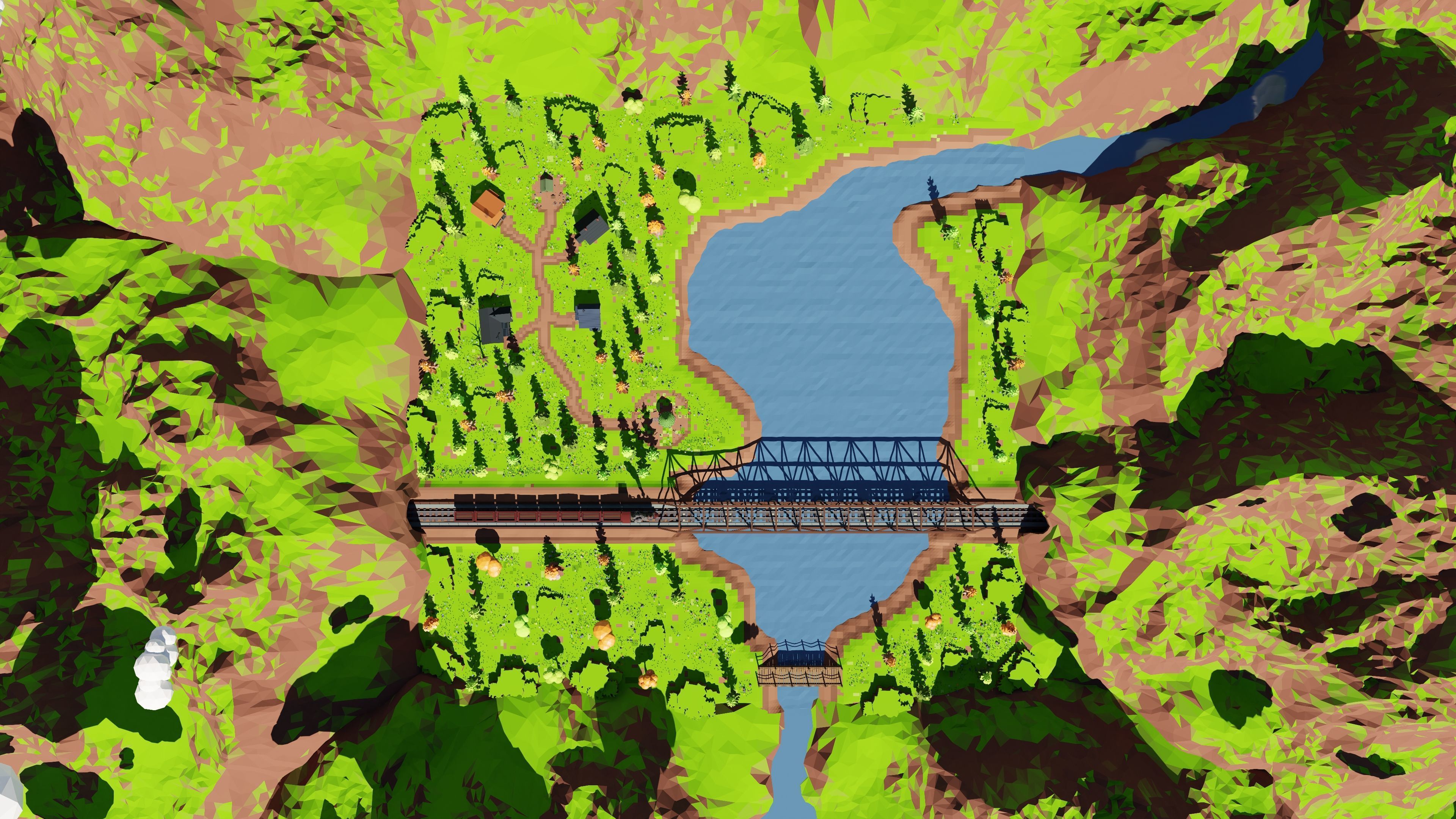 Mountain Village With Train 3D model_16