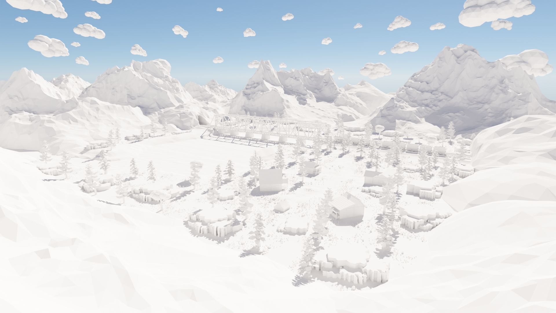 Mountain Village With Train 3D model_69