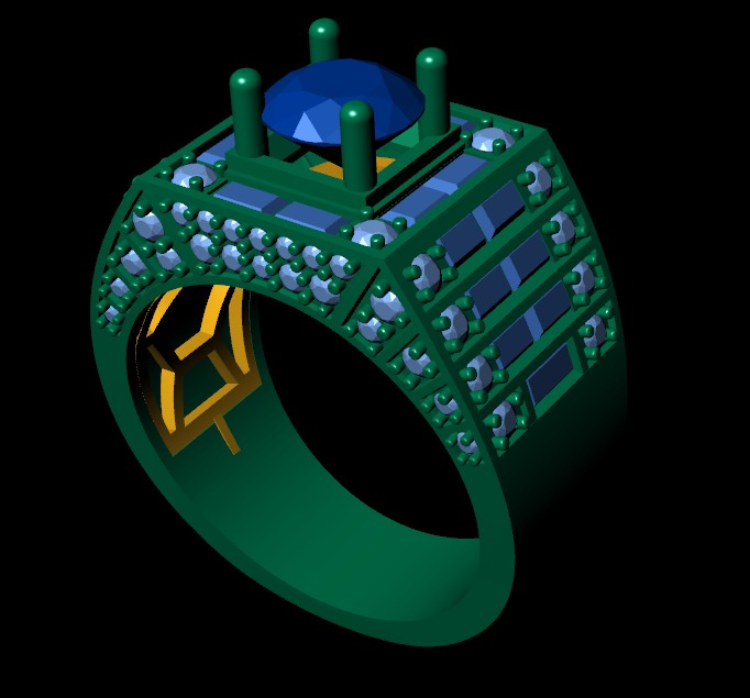 Men diamond ring 3d render 3D print model_5