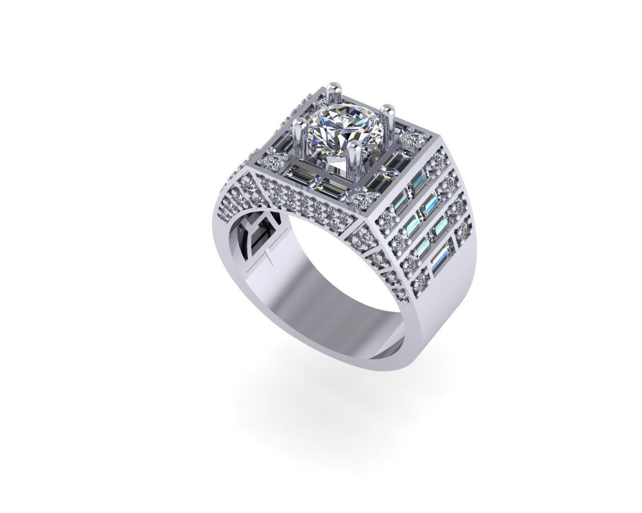 Men diamond ring 3d render 3D print model_2