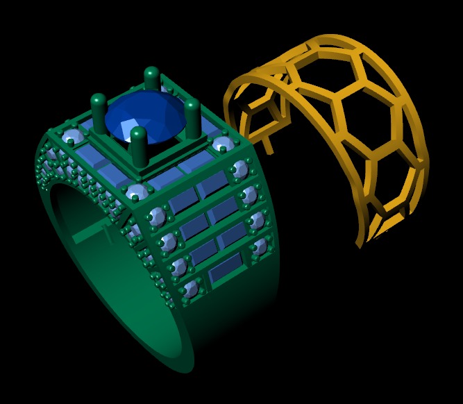 Men diamond ring 3d render 3D print model_4