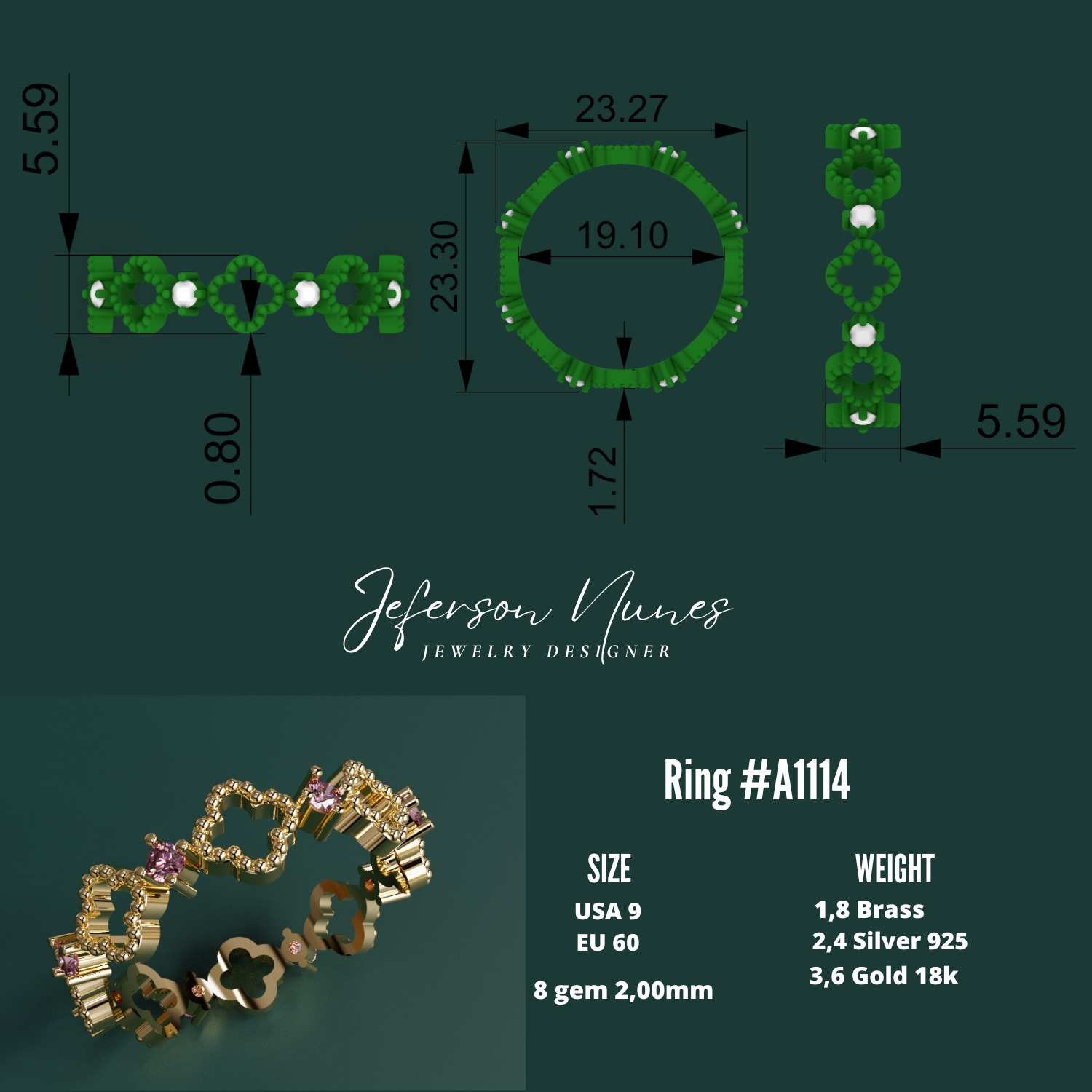 Ring Anel A1114 3D print model_4