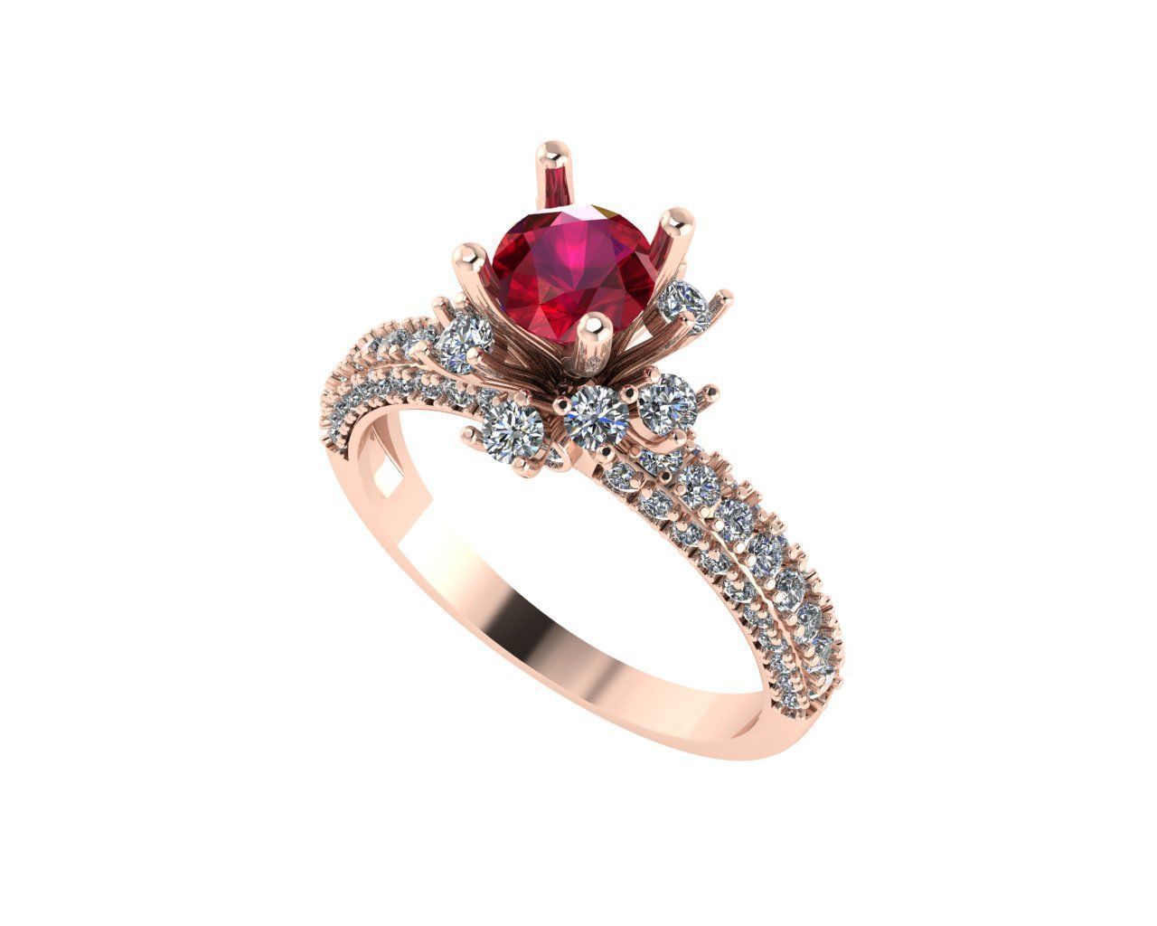 Women diamond ring 3d render 3D print model_4