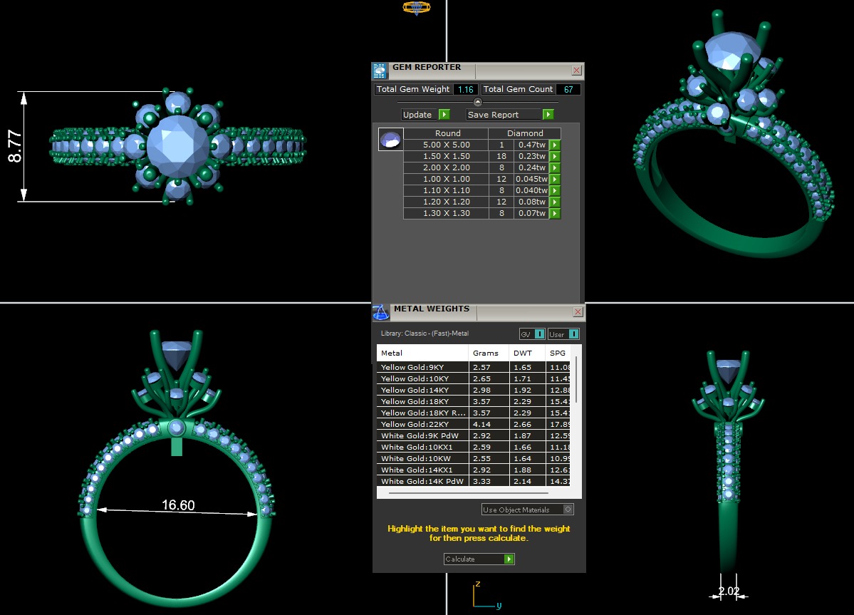 Women diamond ring 3d render 3D print model_6