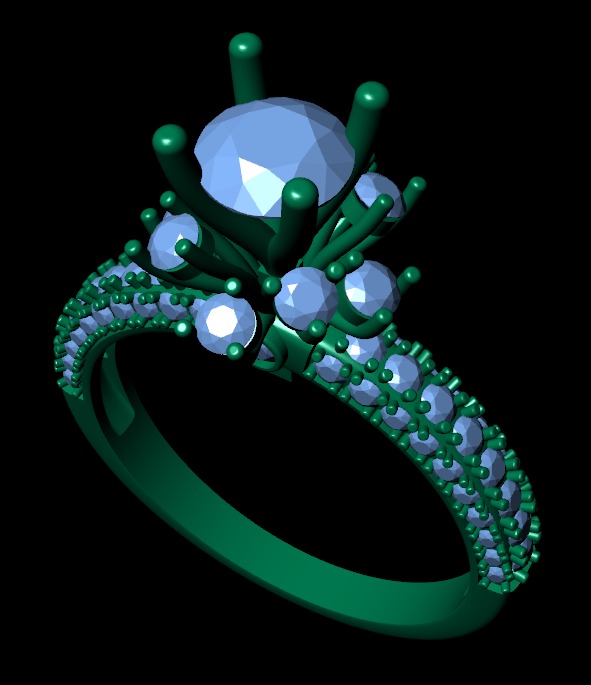 Women diamond ring 3d render 3D print model_8