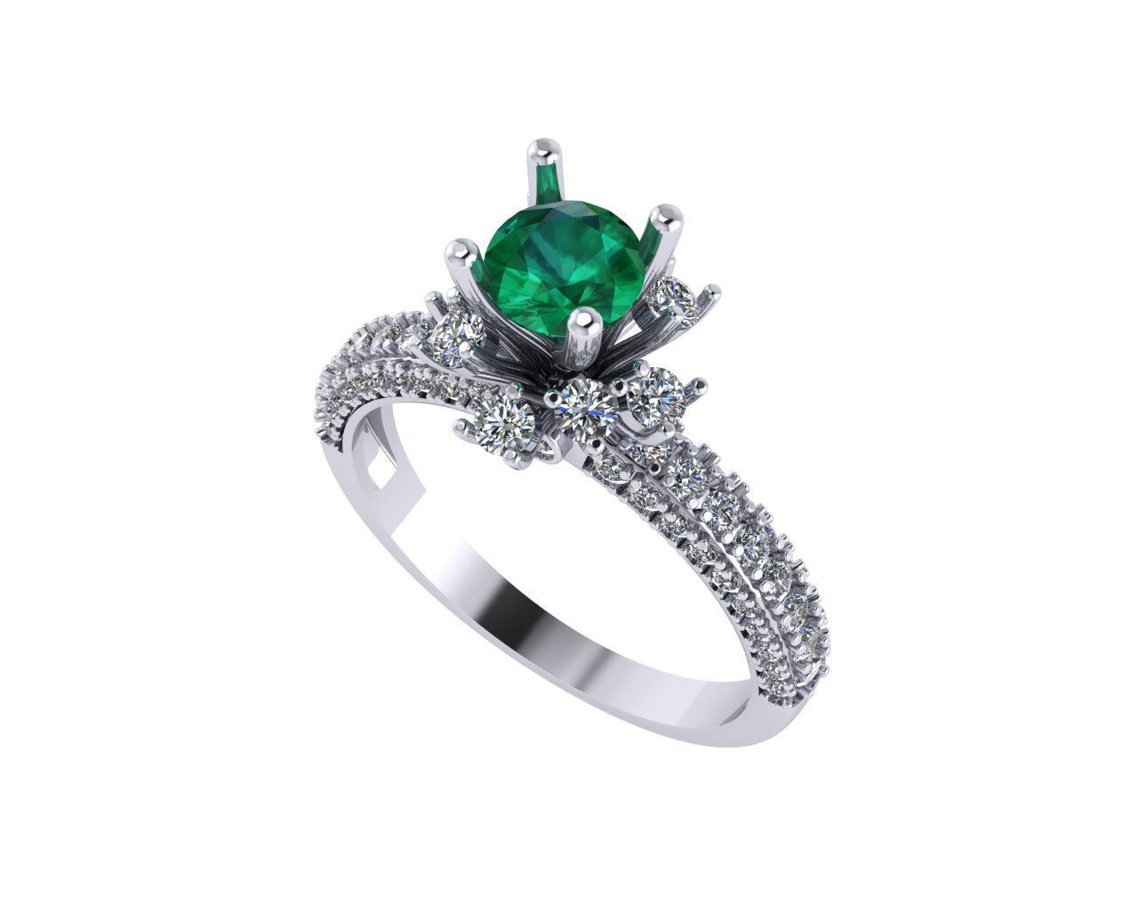 Women diamond ring 3d render 3D print model_5