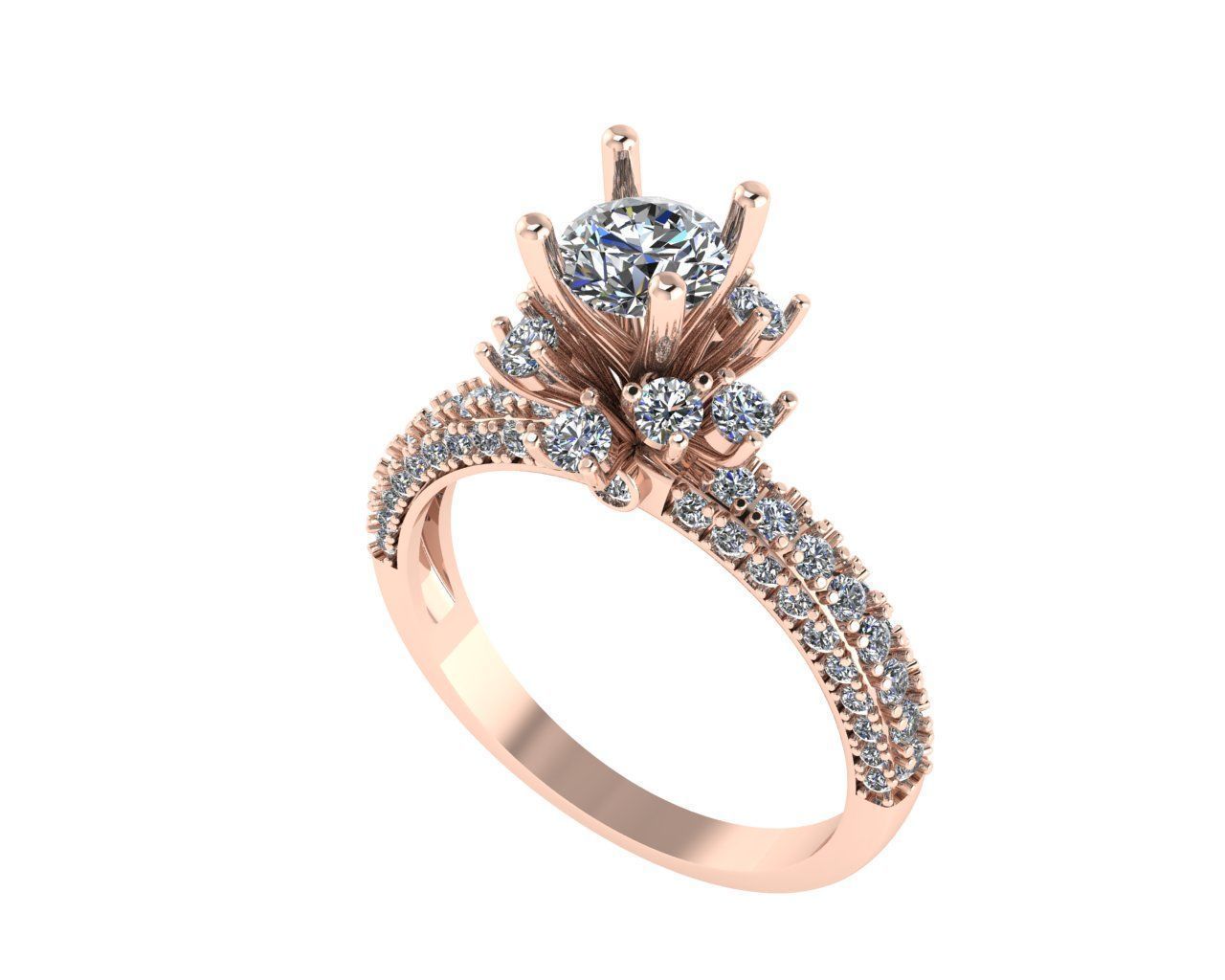 Women diamond ring 3d render 3D print model_1