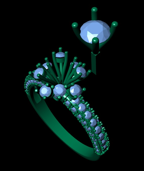 Women diamond ring 3d render 3D print model_7