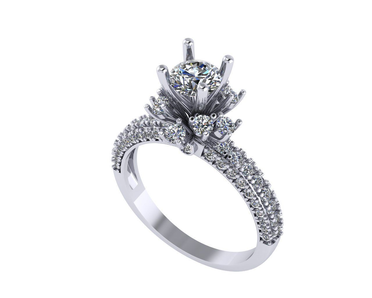 Women diamond ring 3d render 3D print model_2