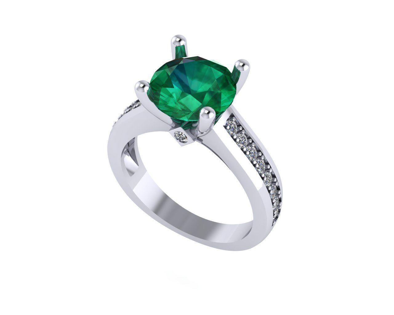 Women diamond ring 3d render 3D print model_5