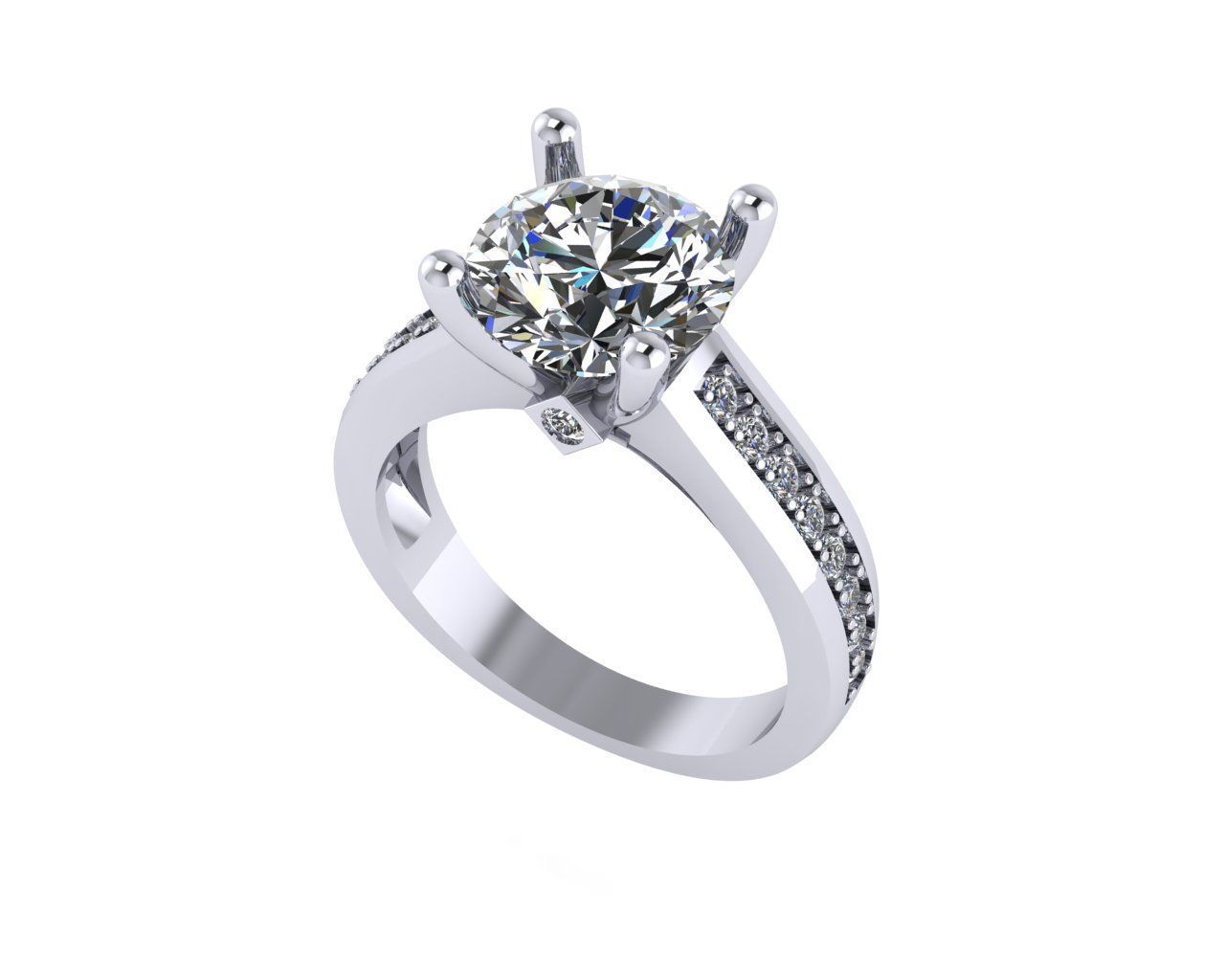 Women diamond ring 3d render 3D print model_4
