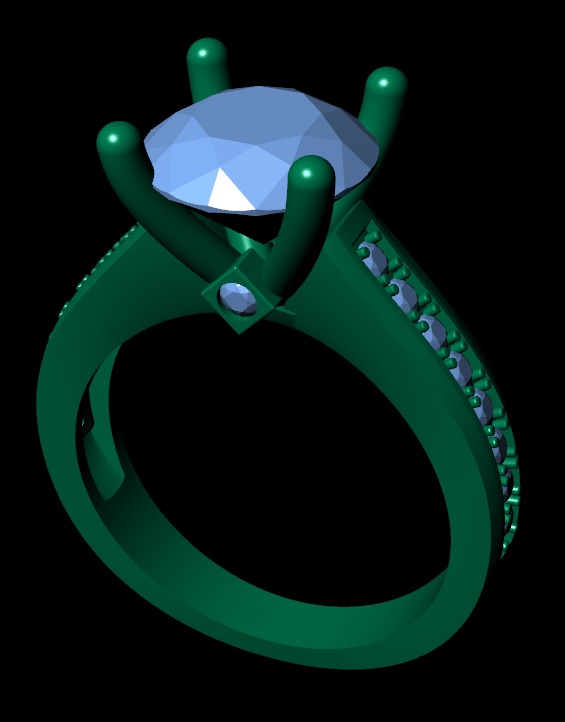 Women diamond ring 3d render 3D print model_7