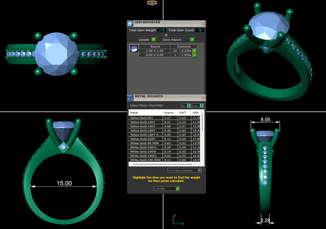 Women diamond ring 3d render 3D print model_6