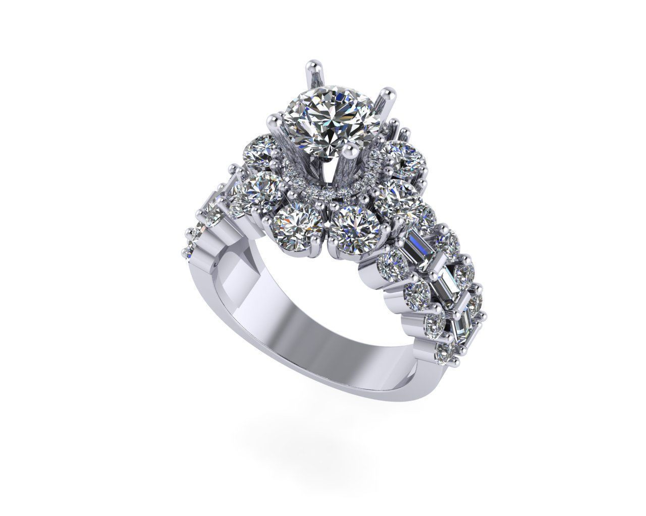 Women diamond ring 3d render 3D print model_2