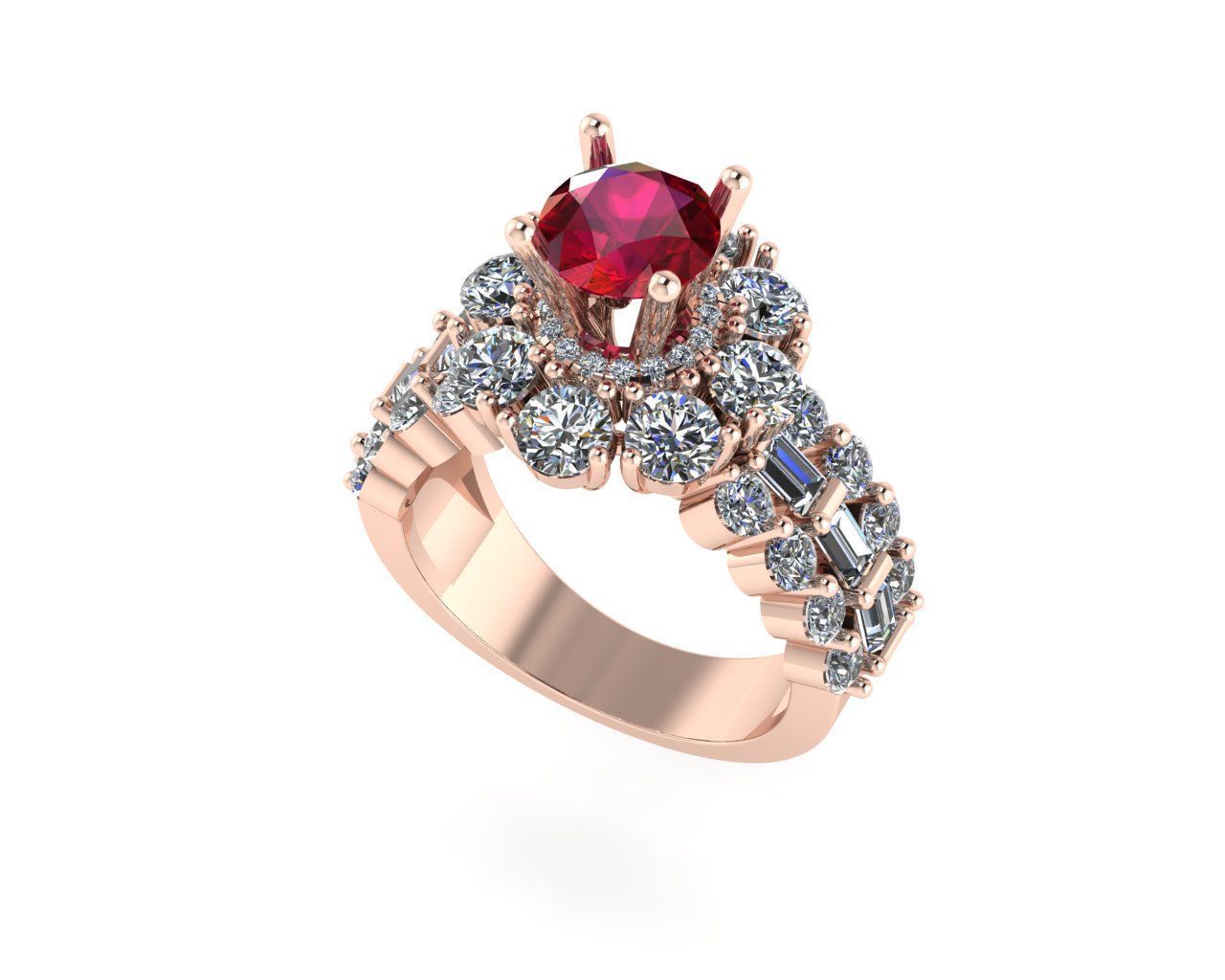 Women diamond ring 3d render 3D print model_4